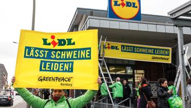 Proetstaktion vor Lidl in Hamburg