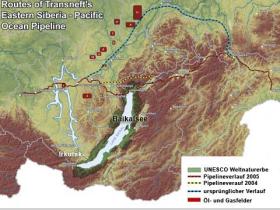 Karte Baikalsee Pipelinverlauf