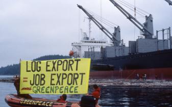 Aktion gegen Holzexport aus British Columbia, Kanada