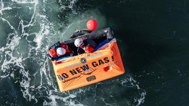 Aerial photos of the floating protest camp off Borkum