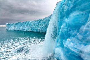 Arctic Ice Melting into the Cold Waters of Svalbard