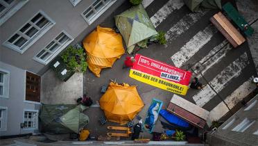 26. Mai 2014: Das Greenpeace-Camp im Hof der Linken-Parteizentrale im 