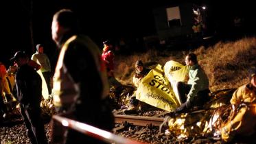 Aktivisten und Polizei auf den Bahngleisen bei Lüneburg 11/26/2011