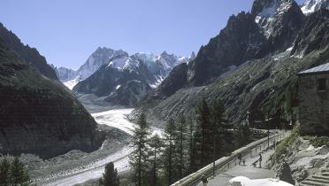 Der Gletscher Mer de Glace bei Montanvert, Haute Savoie, Frankreich, aufgenommen am 23.8.2006