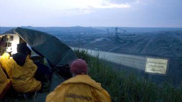 Projektion an Tagebau Schleenhain gegen Neubaupläne von Mibrag, Mai 2010