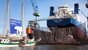 Gazprom Protest im Hamburger Hafen, März 2015