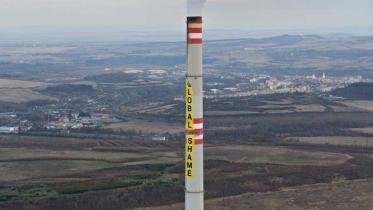 Aktivisten auf dem Kohlekraftwerk Prunerov in Mikronesien (Tschechien). März 2010.