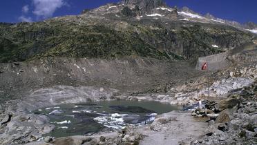 Der Rhonegletscher in den schweizerischen Alpen, aufgenommen am  21.8.2012 