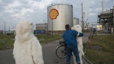 Protest an der Shell-Raffinerie in Fredericia, Dänemark