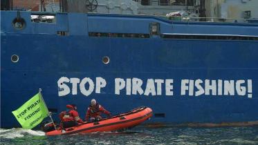 Protest gegen Piratenfischer in Rostock. März 2006