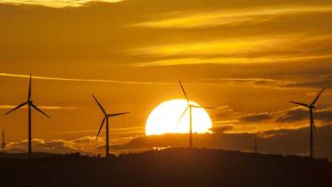 Windräder vor Sonnenuntergang