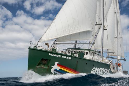 The Rainbow Warrior on the Great Barrier Reef