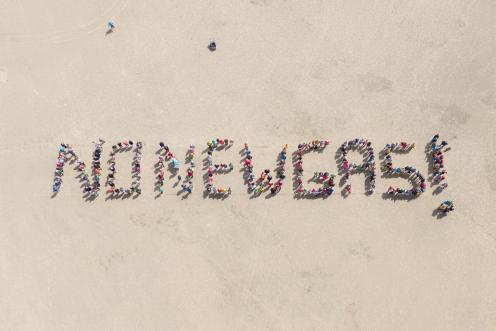 Greenpeace protest on Borkum against gas drilling in the Wadden Sea