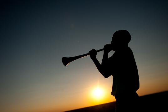 Student Plays Vuvuzela in South Africa