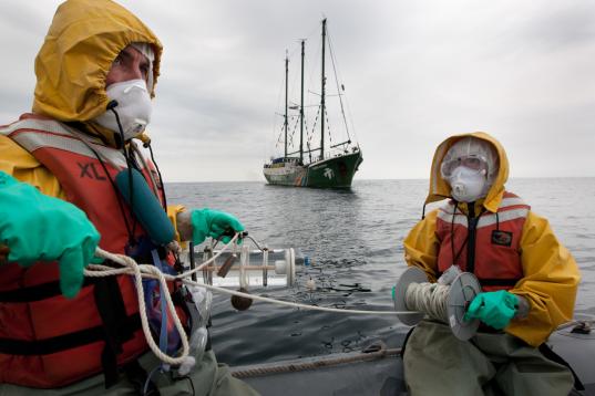 Collecting Sea Water Samples in East China Sea