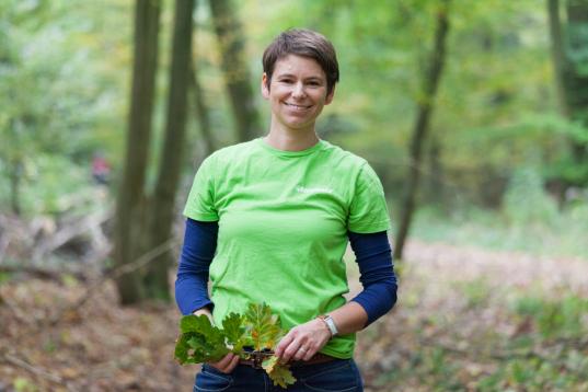 Portrait Sandra Hieke in Lubeck Forest in Germany