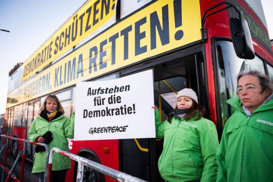 Protest During the Christian Democratic Union - CDU -Party Conference in the City Cube in Berlin