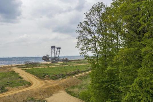 Braunkohlebagger nahe dem Rand vom Hambacher Wald