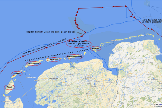 Route der MSC Zoe