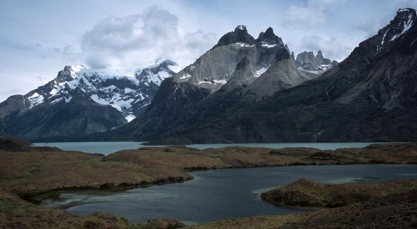 Landschaftsaufnahme des Torres del Paine Park, vom Aussichtspunkt Nordenskolo aus.