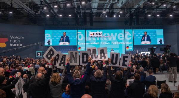 Protest During the Christian Democratic Union - CDU -Party Conference in the City Cube in Berlin