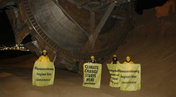 Protest im Braunkohle Tagebau Jänschwalde, Dezember 2008