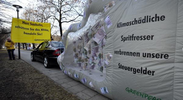 Auftakt der Spritfresser-Tour durch alle Bundesländer gegen die klimaschädliche Autoindustrie, Februar 2009