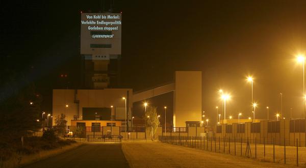 Greenpeace-Projektion in Gorleben im September 2009