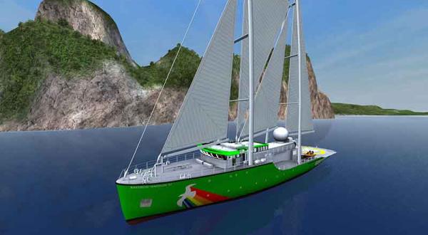 Modell der Rainbow Warrior III von Gerard Dijkstra & Partners