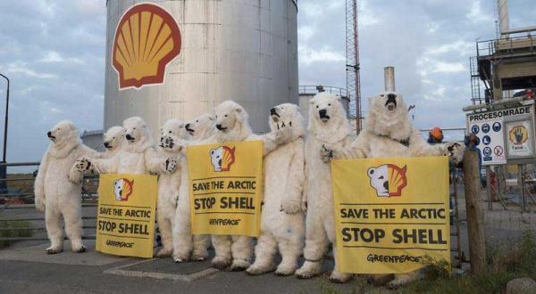 Protest an der Shell-Raffinerie in Fredericia, Dänemark