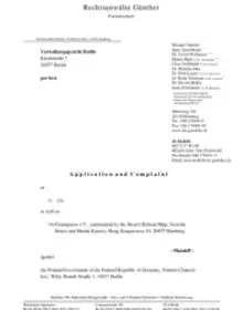 German Climate Case: Application and Complaint