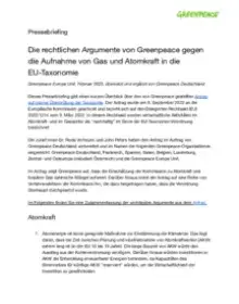 Pressebriefing Taxonomie-Antrag Greenpeace