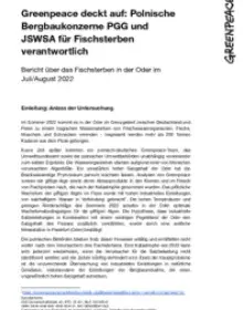 Bericht über das Fischsterben in der Oder im Juli/August 2022